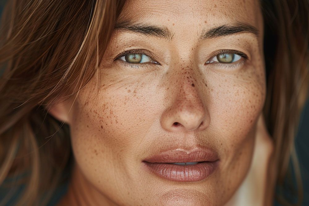 Women with face marks